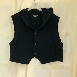 Vintage hooded navy knit vest by Frank et Gertie